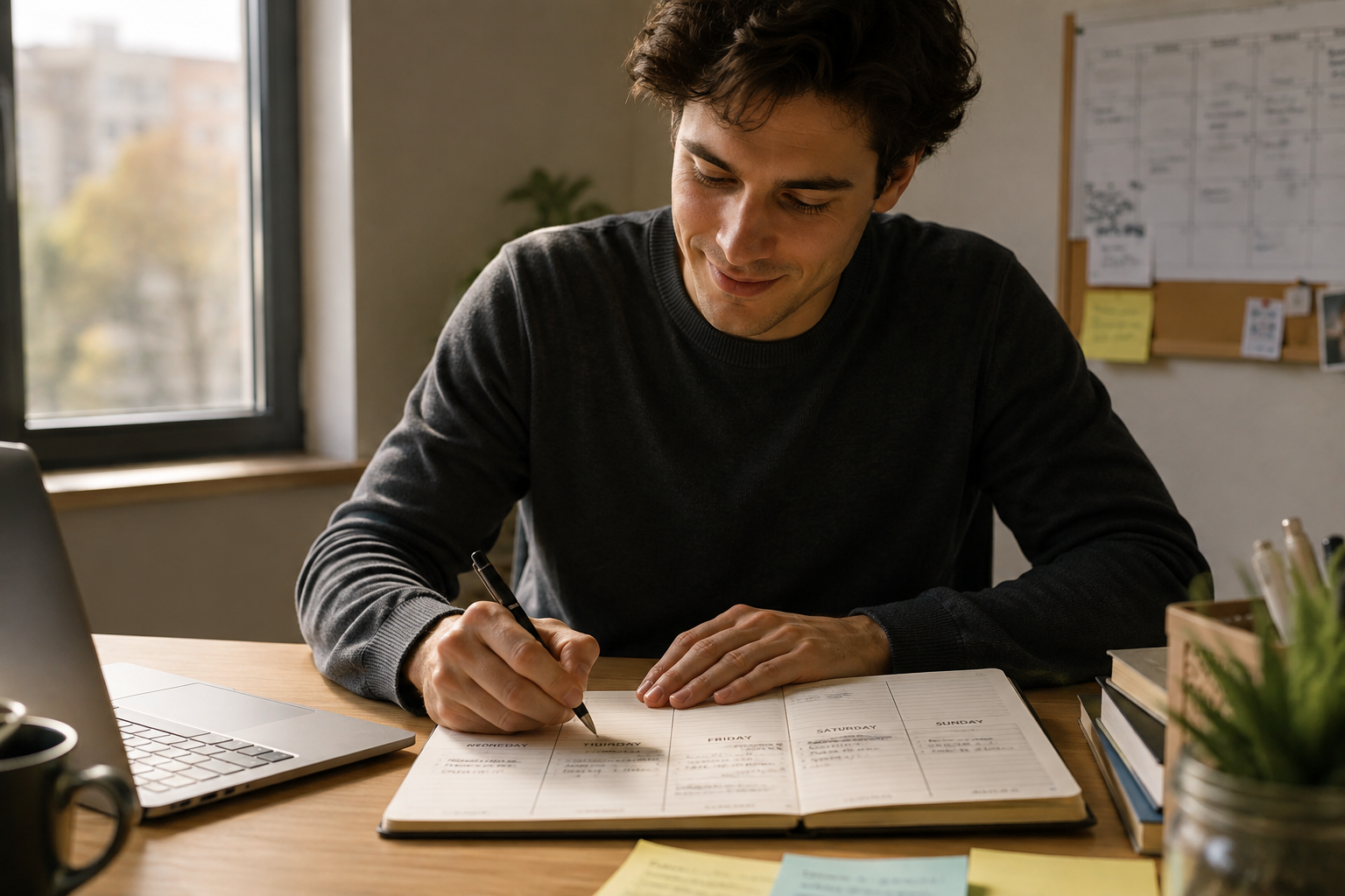 Person confidently rewriting their remaining week's plan on Wednesday afternoon